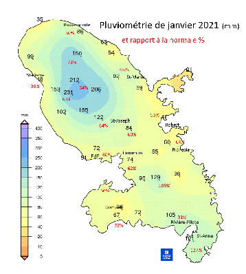 Répartition des pluies janvier 2021